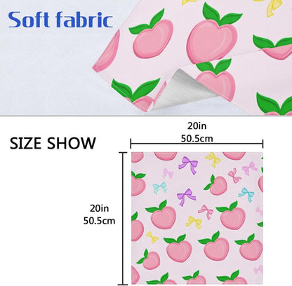 Bow Peach Satin Napkins 20x20 in,Soft Washable Cloth Dinner Napkins Square Table Napkins Decor for Party Wedding Banquet and Dinner 4PCS