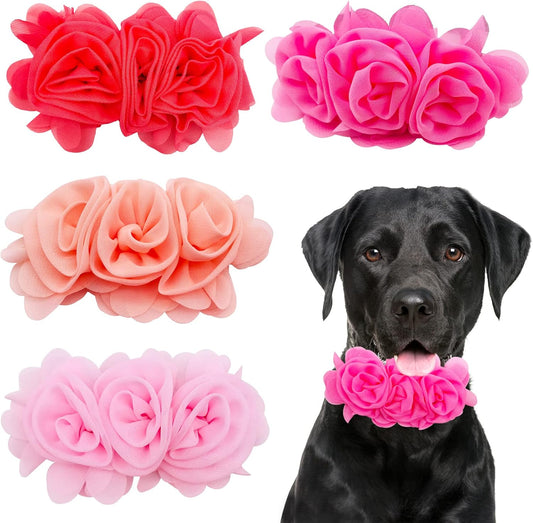 4 or 6 or 20PCS Dog Collar Large Flowers Pet Collar Charms Attachment for Small Medium Big Girl Female Cat Puppy Alpaca Rabbit Neck Bows Sliders Grooming Accessories