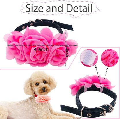 4 or 6 or 20PCS Dog Collar Large Flowers Pet Collar Charms Attachment for Small Medium Big Girl Female Cat Puppy Alpaca Rabbit Neck Bows Sliders Grooming Accessories