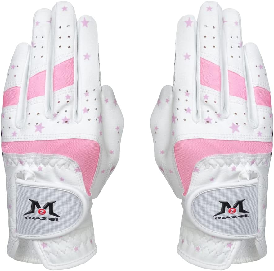Kids Golf Gloves for Youth Toddler Boys Girls, Right & Left Hand (1 Pair) Mircofiber Breathable Junior Golf Gloves, White Red Pink Blue Black Stars Color,Age 2-8