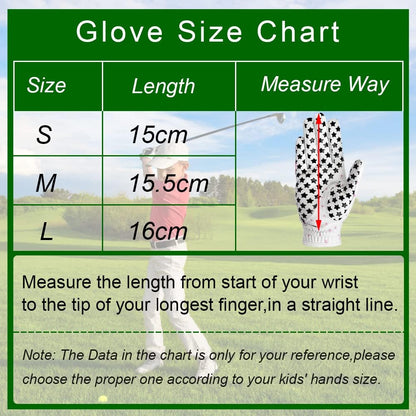 Kids Golf Gloves for Youth Toddler Boys Girls, Right & Left Hand (1 Pair) Mircofiber Breathable Junior Golf Gloves, White Red Pink Blue Black Stars Color,Age 2-8