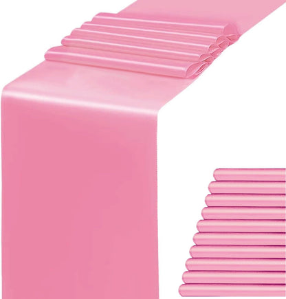 Pack of 10 Satin Pink Table Runners 12 x 108 Inches - Light Pink Table Runner for Party Wedding Birthday Anniversary Banquet Baby Shower Engagement Dining Room Decorations
