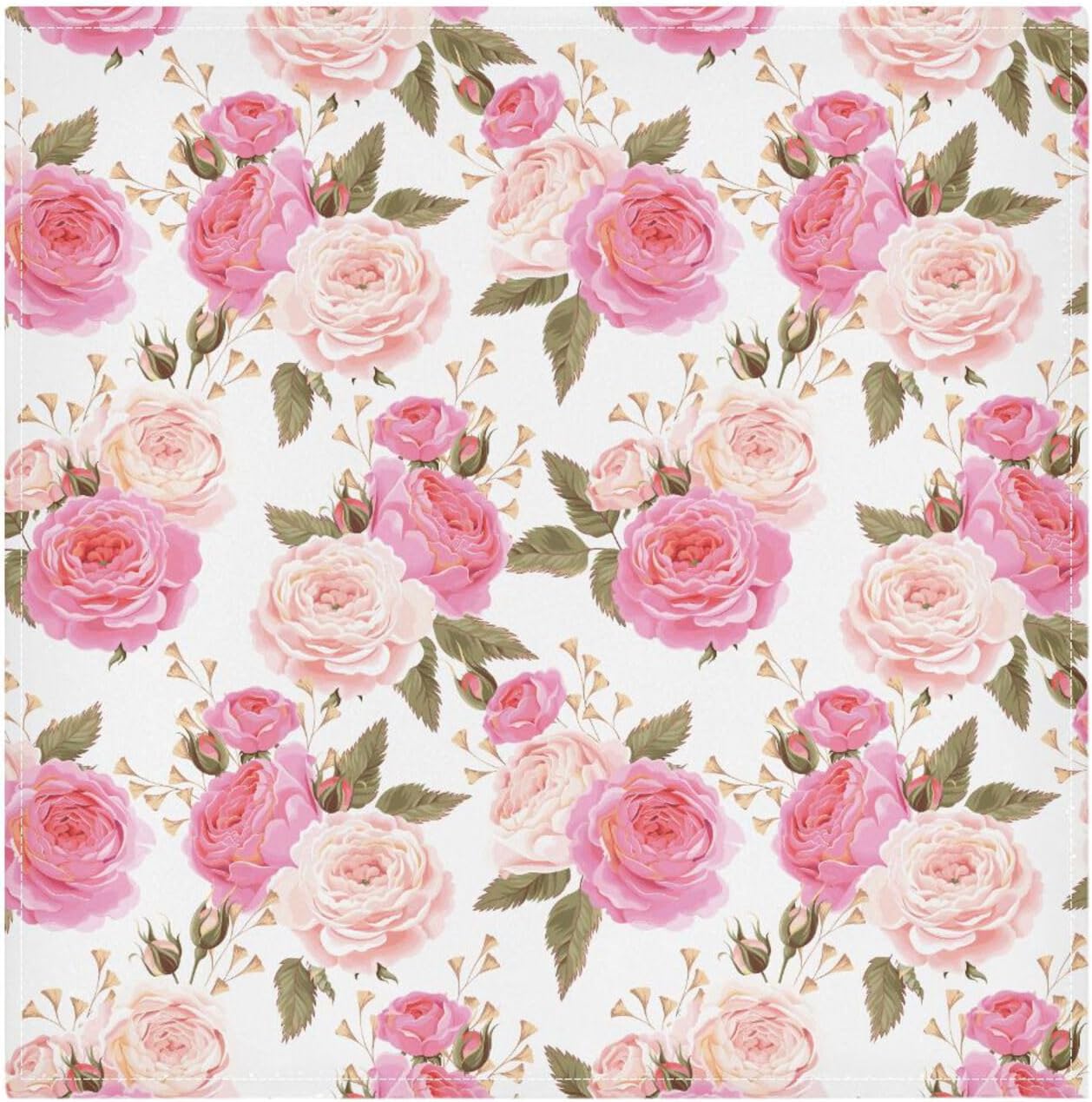 Table Cloth Napkins Floral Rose Pink Set of 6, Washable Reusable Dinner Napkin, Table Decor for Kitchen, Cocktail Party,Wedding, Banquet, Holiday (20 x 20 in)