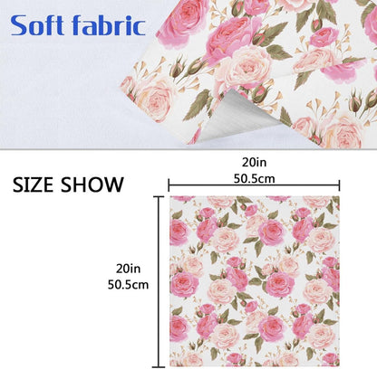 Table Cloth Napkins Floral Rose Pink Set of 6, Washable Reusable Dinner Napkin, Table Decor for Kitchen, Cocktail Party,Wedding, Banquet, Holiday (20 x 20 in)
