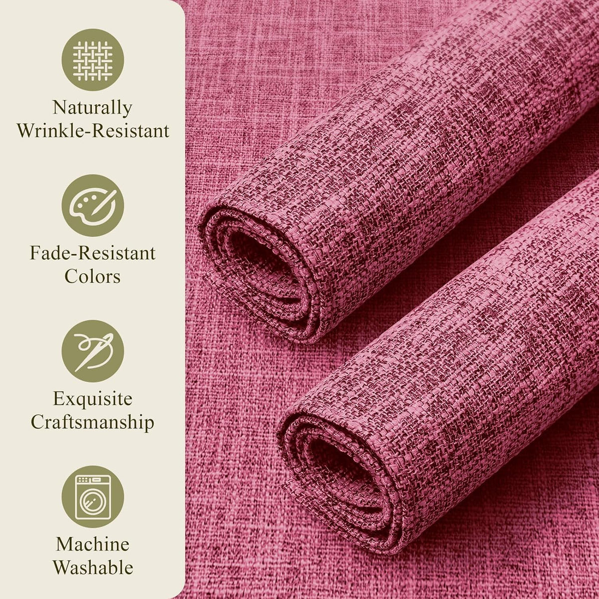 KXN Placemats Set of 8, Dual-Layer Thickened Faux Linen Table Mats, Heat Resistant & Wrinkle-Free, Machine Washable Cloth Place Mats for Kitchen Dining Indoor Outdoor (Pink)