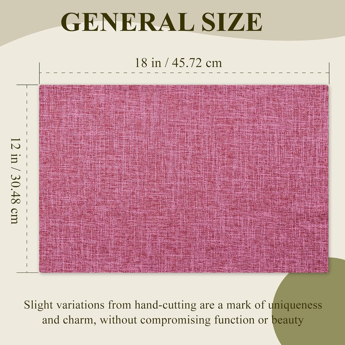 KXN Placemats Set of 8, Dual-Layer Thickened Faux Linen Table Mats, Heat Resistant & Wrinkle-Free, Machine Washable Cloth Place Mats for Kitchen Dining Indoor Outdoor (Pink)