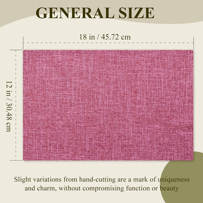 KXN Placemats Set of 8, Dual-Layer Thickened Faux Linen Table Mats, Heat Resistant & Wrinkle-Free, Machine Washable Cloth Place Mats for Kitchen Dining Indoor Outdoor (Pink)