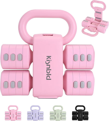 Adjustable Dumbbell Set, 2-in-1 Dumbbells & Kettlebell,Hand Weights