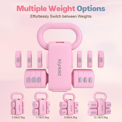 Adjustable Dumbbell Set, 2-in-1 Dumbbells & Kettlebell,Hand Weights