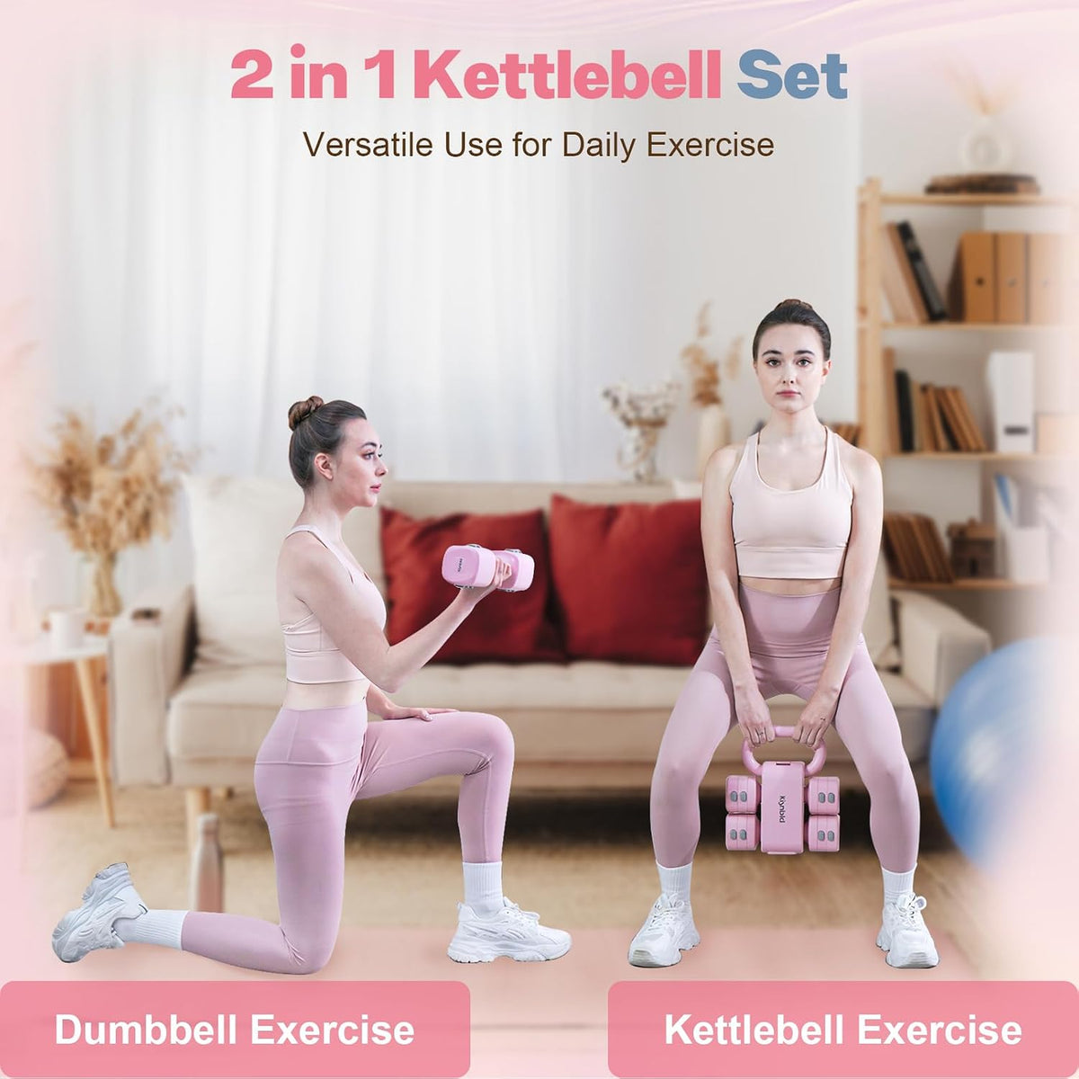 Adjustable Dumbbell Set, 2-in-1 Dumbbells & Kettlebell,Hand Weights