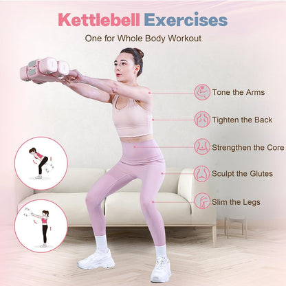 Adjustable Dumbbell Set, 2-in-1 Dumbbells & Kettlebell,Hand Weights
