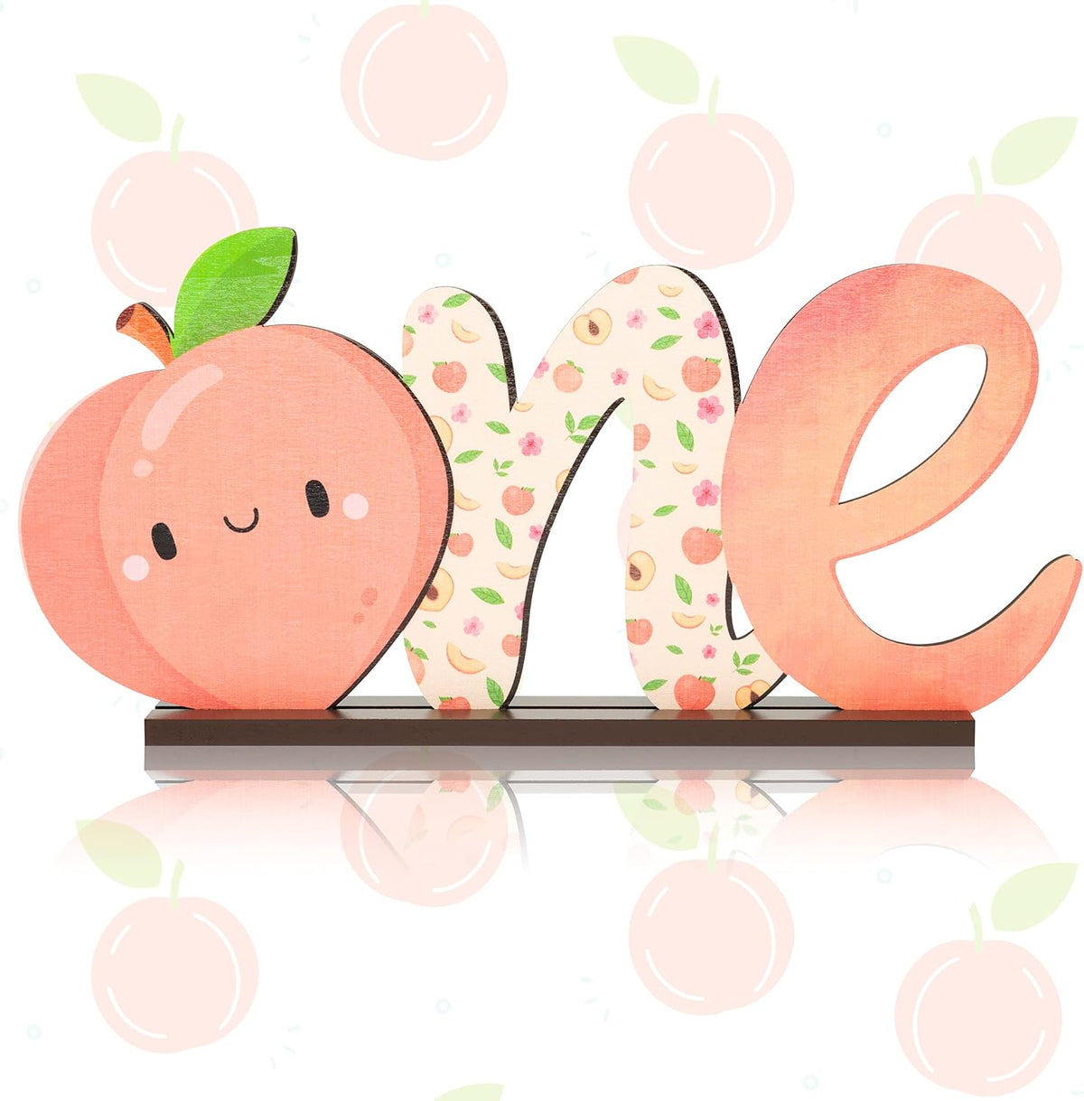 Peach ONE Letter Sign - Table Wooden Centerpiece for Baby Girls First Birthday Party Decoration Sweet Peach Spring Theme Toddler Girl 1st Birthday Baby Shower Decoration Supplies Photo Props