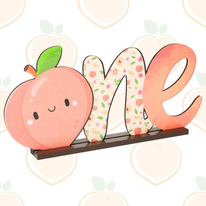 Peach ONE Letter Sign - Table Wooden Centerpiece for Baby Girls First Birthday Party Decoration Sweet Peach Spring Theme Toddler Girl 1st Birthday Baby Shower Decoration Supplies Photo Props