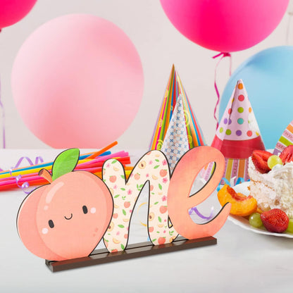 Peach ONE Letter Sign - Table Wooden Centerpiece for Baby Girls First Birthday Party Decoration Sweet Peach Spring Theme Toddler Girl 1st Birthday Baby Shower Decoration Supplies Photo Props