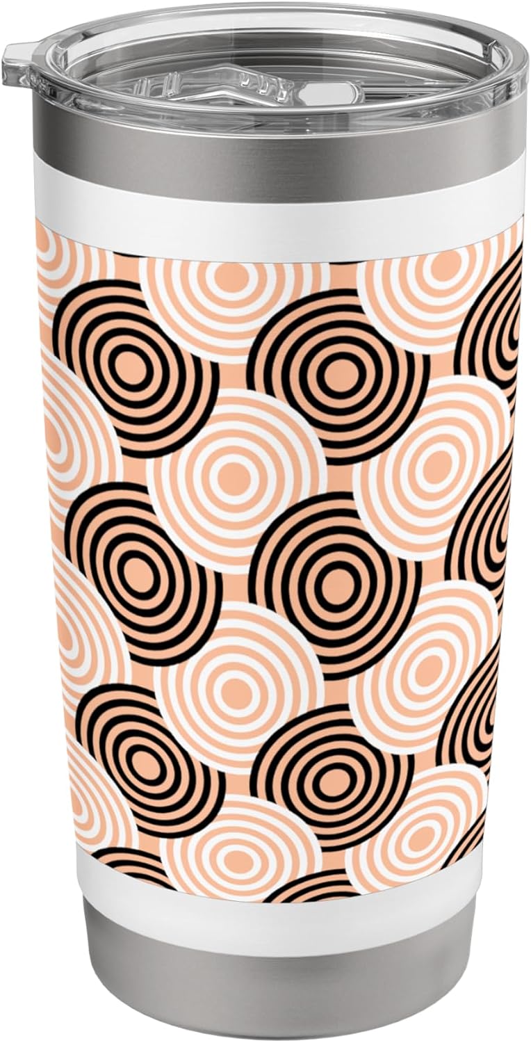 Peach Beige Black Circle Ring Dot Art Deco Pattern Stainless Steel Insulated Tumbler