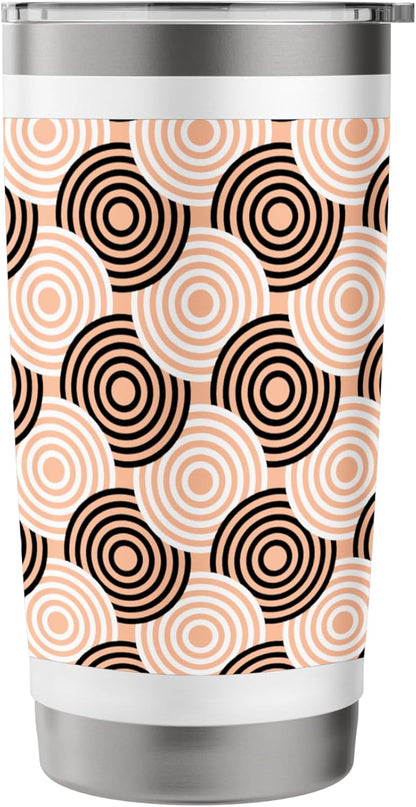 Peach Beige Black Circle Ring Dot Art Deco Pattern Stainless Steel Insulated Tumbler