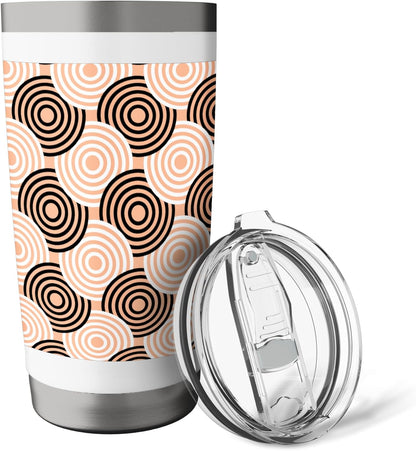 Peach Beige Black Circle Ring Dot Art Deco Pattern Stainless Steel Insulated Tumbler
