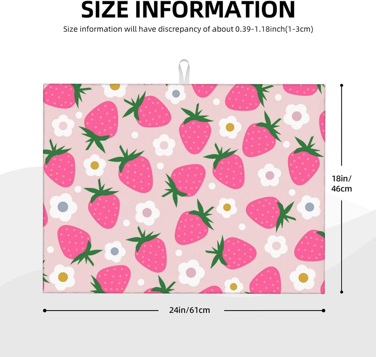 Pink Strawberry Dish Drying Mat for Kitchen Counter Flowers Drying Pad for Dishes 18 x 24 Inch Absorbent Washable Coffee Bar Mat Decor