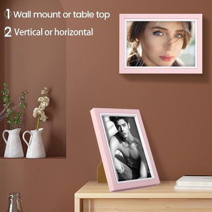 4x6 Picture Frame Set of 4, Pink Picture Frames, Wooden