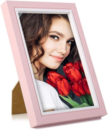 4x6 Picture Frame Set of 4, Pink Picture Frames, Wooden