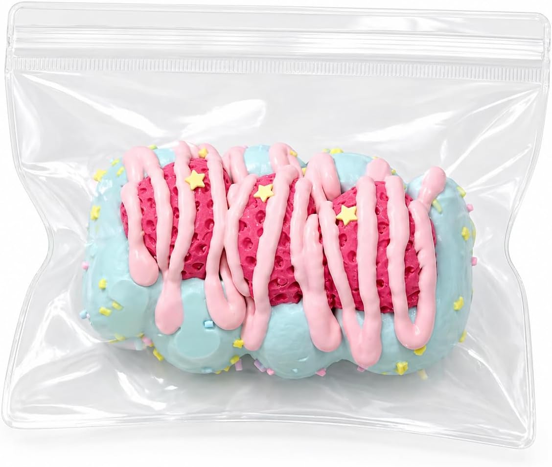 Handmade Taba Squishy Toast,2025 New Large Toast Silicone Squishy Toys ,Cute Soft Squeeze Toys for Stress Relief Squishy Sensory Fidget Toys for Kids Adults Birthday Xmas Gifts (Strawberry(Blue)