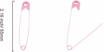 Pink Safety Pins 2.16 Inch Metal Safety Pins for Handcrafts DIY Sewing Art Craft Pin Pack of 100