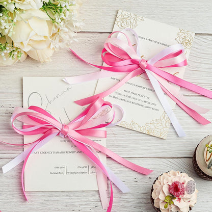 Pink Satin Ribbon, 3/8 Inch x 4 Rolls, Total 40 Yards