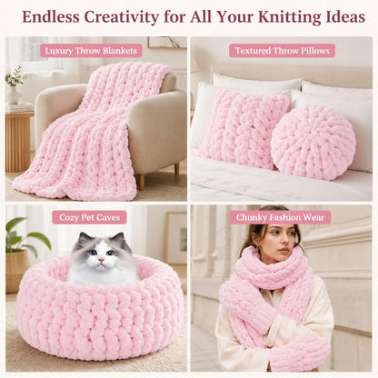 3PCS Chunky Yarn for Hand Knitting, Thick Chunky Chenille Yarn