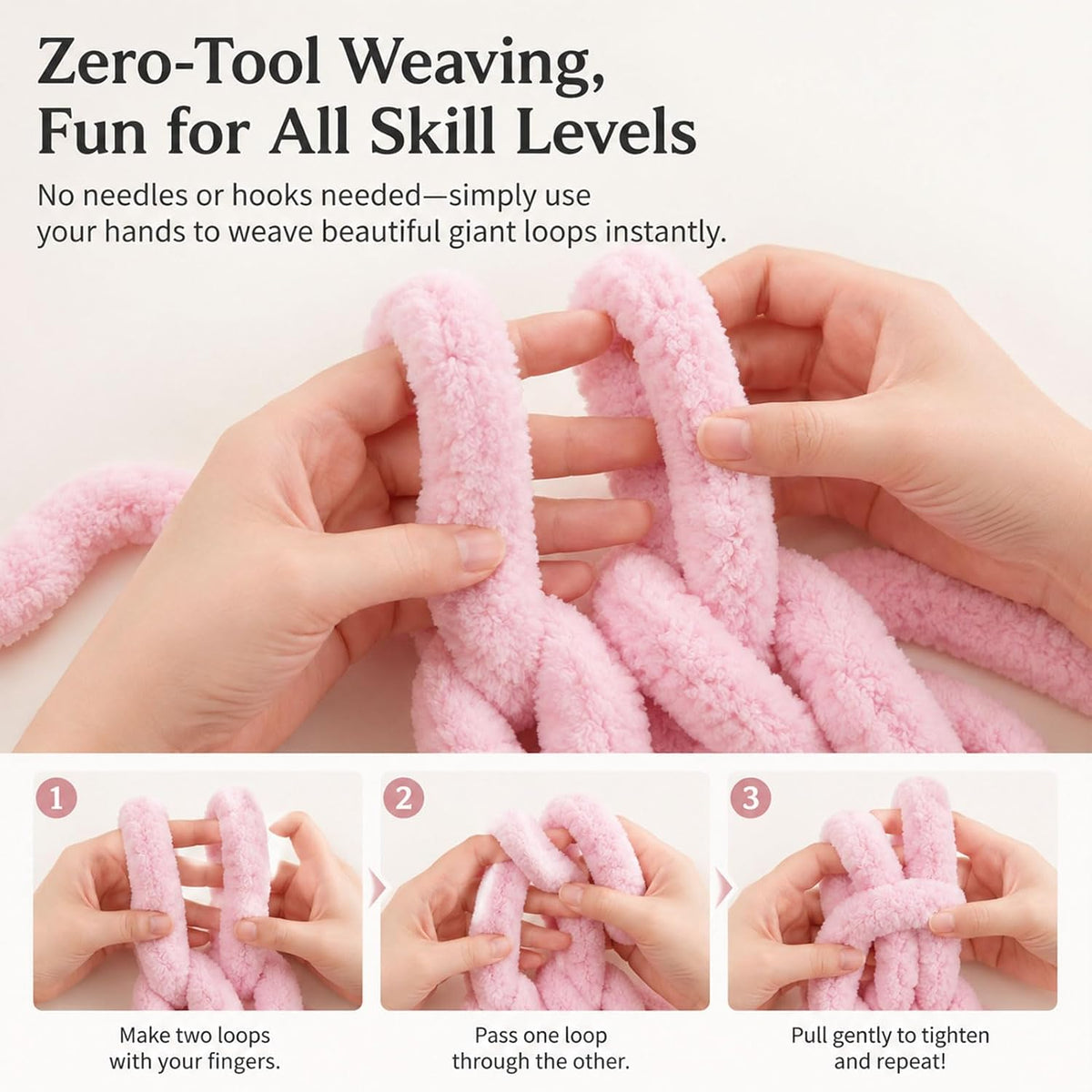 3PCS Chunky Yarn for Hand Knitting, Thick Chunky Chenille Yarn