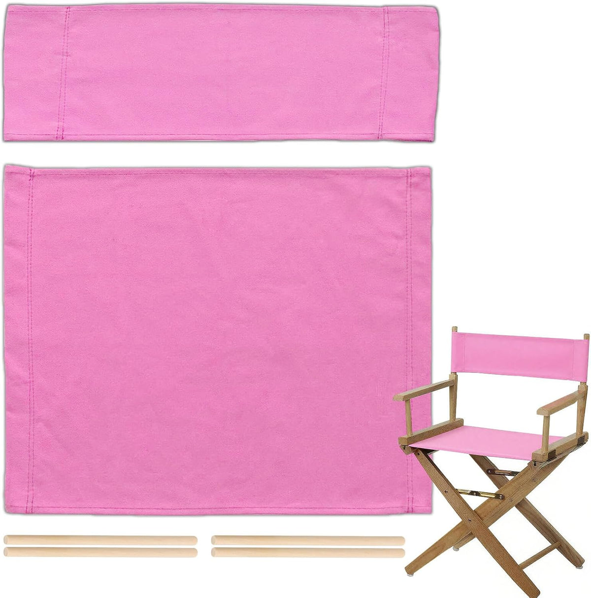 Director's Chair Canvas Replacement Kit 21"L x 8"W - 21"L x 16.5"W Replacement Canvas Durable Cotton Canvas Seat & Back Covers for Home,Model Artist,Makeup,Show Dressing Room, 1 Set Pink