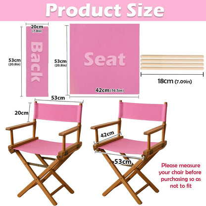 Director's Chair Canvas Replacement Kit 21"L x 8"W - 21"L x 16.5"W Replacement Canvas Durable Cotton Canvas Seat & Back Covers for Home,Model Artist,Makeup,Show Dressing Room, 1 Set Pink
