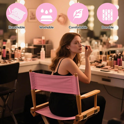 Director's Chair Canvas Replacement Kit 21"L x 8"W - 21"L x 16.5"W Replacement Canvas Durable Cotton Canvas Seat & Back Covers for Home,Model Artist,Makeup,Show Dressing Room, 1 Set Pink