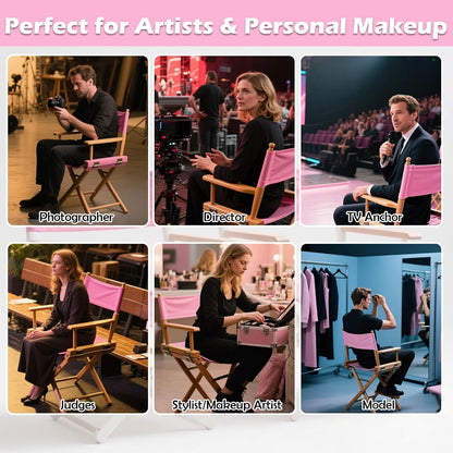 Director's Chair Canvas Replacement Kit 21"L x 8"W - 21"L x 16.5"W Replacement Canvas Durable Cotton Canvas Seat & Back Covers for Home,Model Artist,Makeup,Show Dressing Room, 1 Set Pink