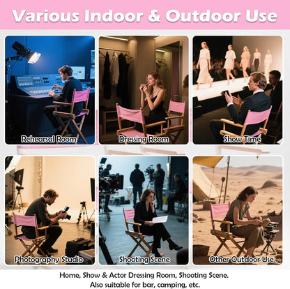 Director's Chair Canvas Replacement Kit 21"L x 8"W - 21"L x 16.5"W Replacement Canvas Durable Cotton Canvas Seat & Back Covers for Home,Model Artist,Makeup,Show Dressing Room, 1 Set Pink