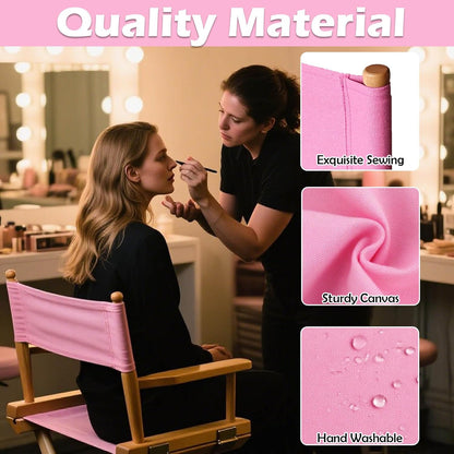 Director's Chair Canvas Replacement Kit 21"L x 8"W - 21"L x 16.5"W Replacement Canvas Durable Cotton Canvas Seat & Back Covers for Home,Model Artist,Makeup,Show Dressing Room, 1 Set Pink