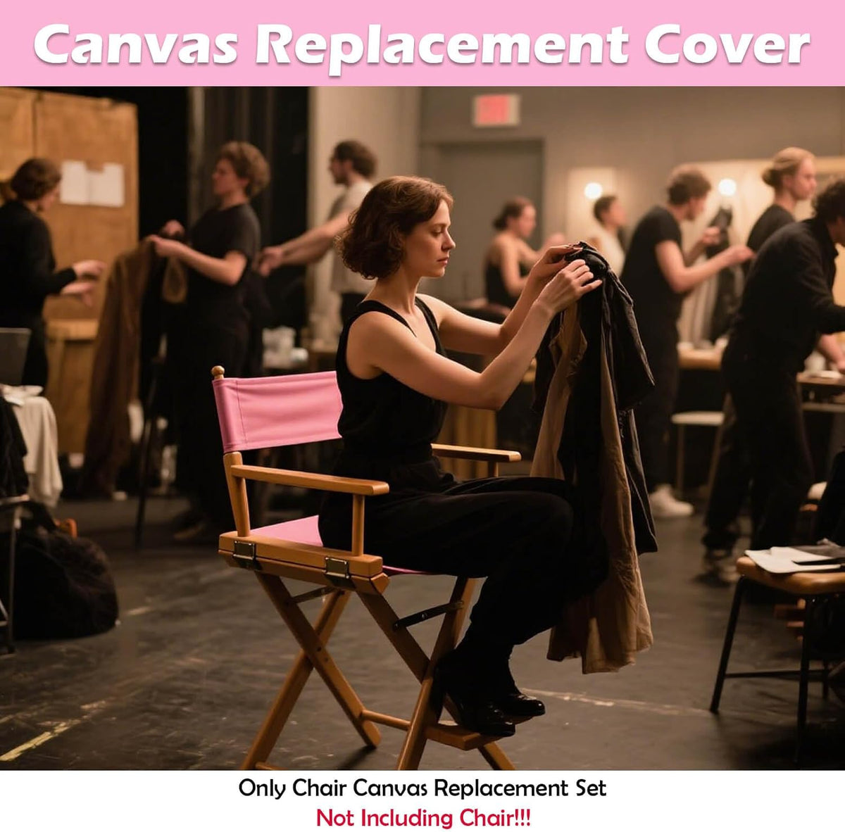 Director's Chair Canvas Replacement Kit 21"L x 8"W - 21"L x 16.5"W Replacement Canvas Durable Cotton Canvas Seat & Back Covers for Home,Model Artist,Makeup,Show Dressing Room, 1 Set Pink