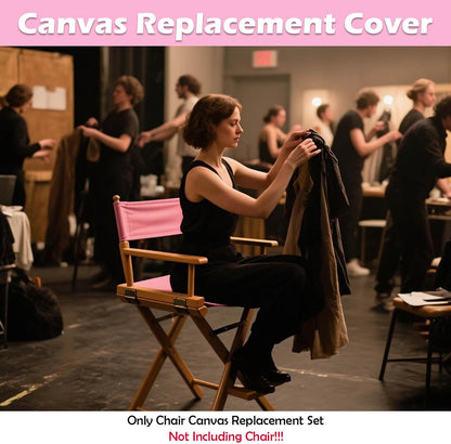 Director's Chair Canvas Replacement Kit 21"L x 8"W - 21"L x 16.5"W Replacement Canvas Durable Cotton Canvas Seat & Back Covers for Home,Model Artist,Makeup,Show Dressing Room, 1 Set Pink