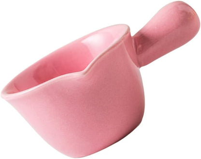 Ceramic Milk Pot Handle Mini Stockpot for Cooking Porridge and Sauces High-temperature Resistant Ceramic Casserole for Gas Stoves and Microwaves Pink