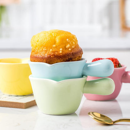 Ceramic Milk Pot Handle Mini Stockpot for Cooking Porridge and Sauces High-temperature Resistant Ceramic Casserole for Gas Stoves and Microwaves Pink