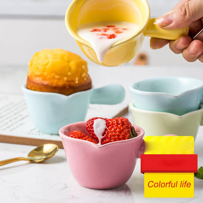 Ceramic Milk Pot Handle Mini Stockpot for Cooking Porridge and Sauces High-temperature Resistant Ceramic Casserole for Gas Stoves and Microwaves Pink