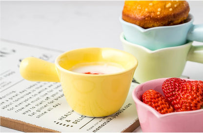 Ceramic Milk Pot Handle Mini Stockpot for Cooking Porridge and Sauces High-temperature Resistant Ceramic Casserole for Gas Stoves and Microwaves Pink