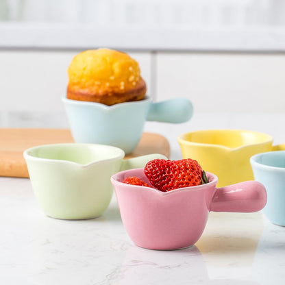 Ceramic Milk Pot Handle Mini Stockpot for Cooking Porridge and Sauces High-temperature Resistant Ceramic Casserole for Gas Stoves and Microwaves Pink