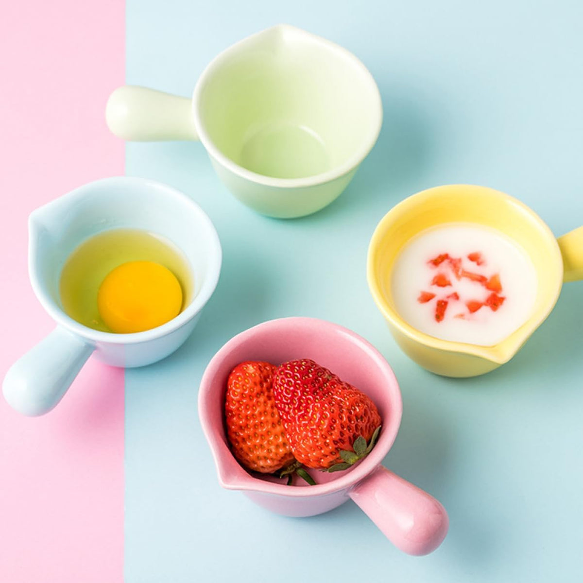 Ceramic Milk Pot Handle Mini Stockpot for Cooking Porridge and Sauces High-temperature Resistant Ceramic Casserole for Gas Stoves and Microwaves Pink