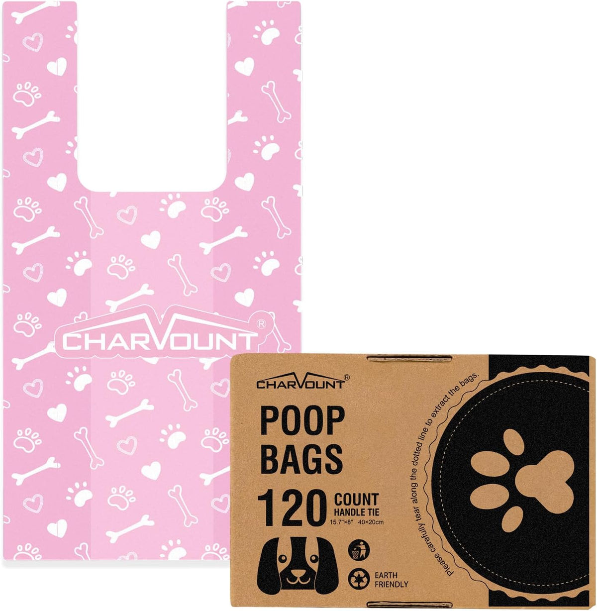 120 Counts Unscented Dog Poop Bags Rolls with Handles