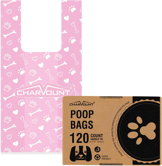 120 Counts Unscented Dog Poop Bags Rolls with Handles