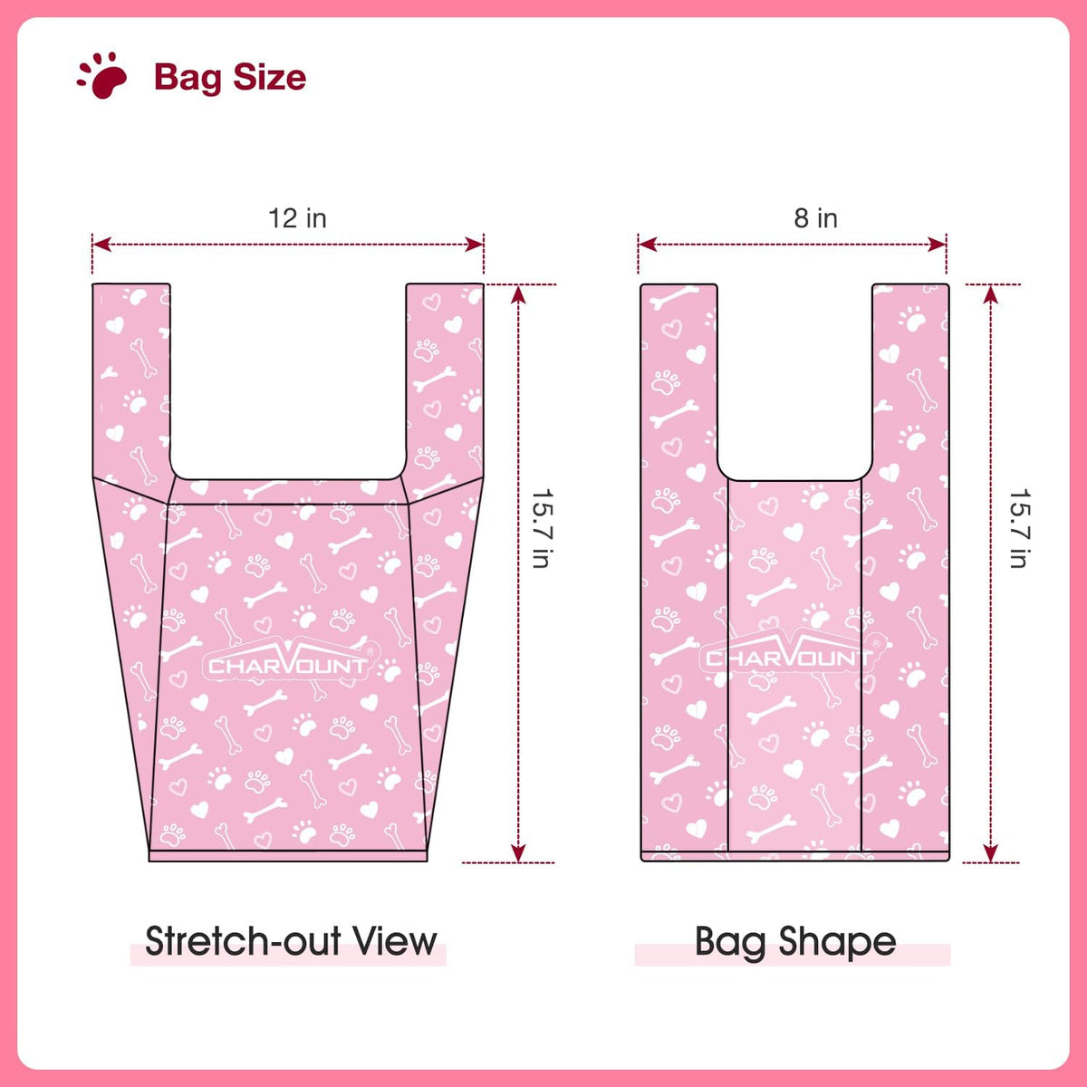 120 Counts Unscented Dog Poop Bags Rolls with Handles