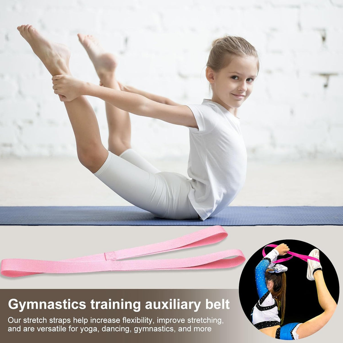 Flexibility Stretching Strap & Ankle Straps Kit, Gymnastics Cheerleading Standing Tumbling Equipment, Backhandspring Trainer for Yoga, Dance, Gymnastic Practice