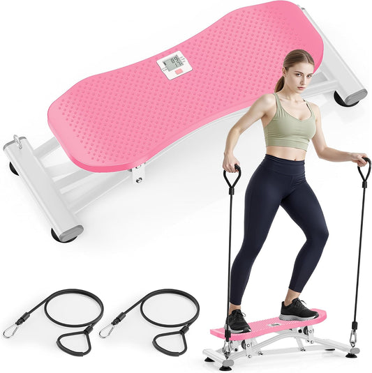 Balance Board with Resistance Bands, Versatile Rocking Stepper, Wobble Board Featuring LCD Monitor, 330 lbs High-Capacity Ski Twister Trainer for Full Body Exercise at Home