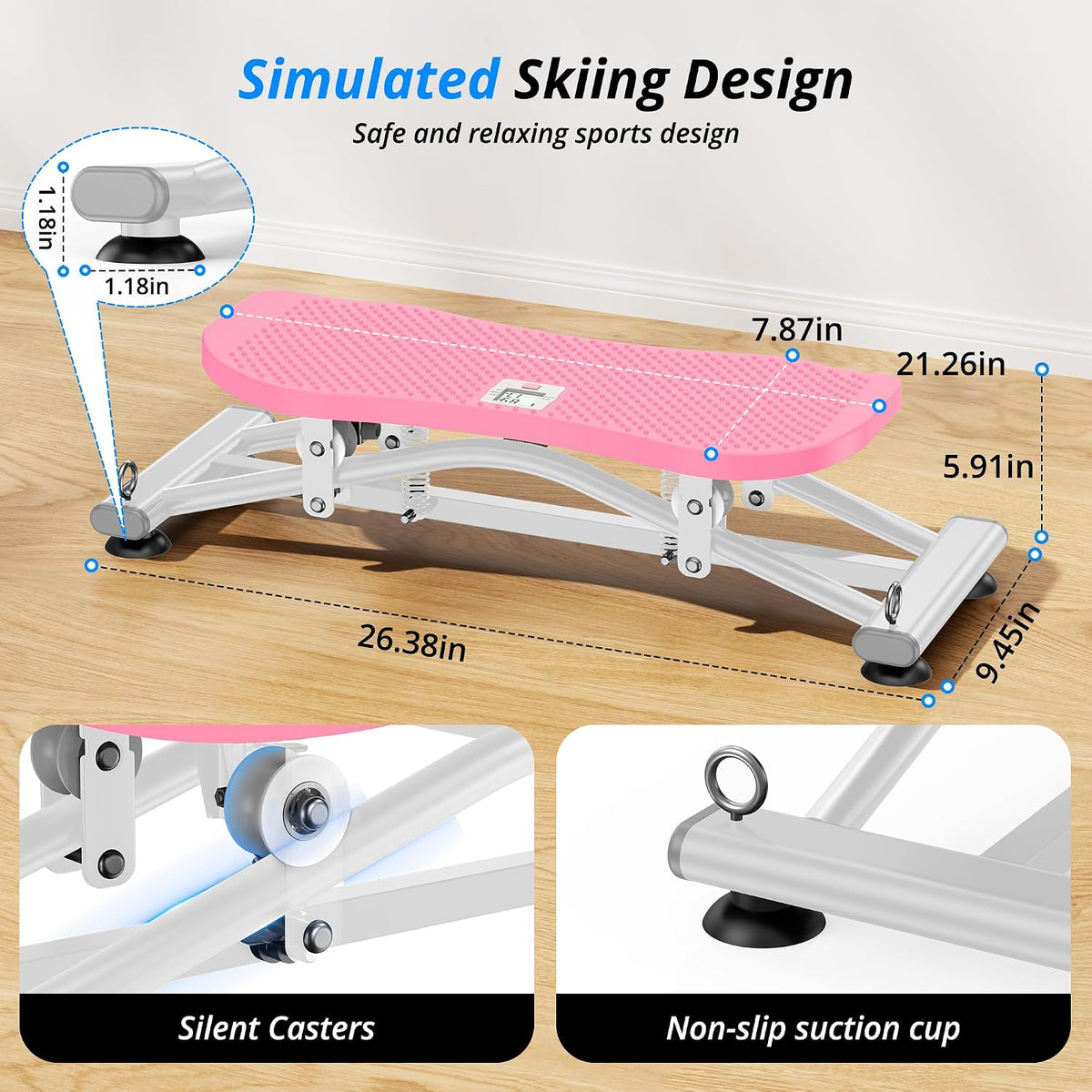 Balance Board with Resistance Bands, Versatile Rocking Stepper, Wobble Board Featuring LCD Monitor, 330 lbs High-Capacity Ski Twister Trainer for Full Body Exercise at Home
