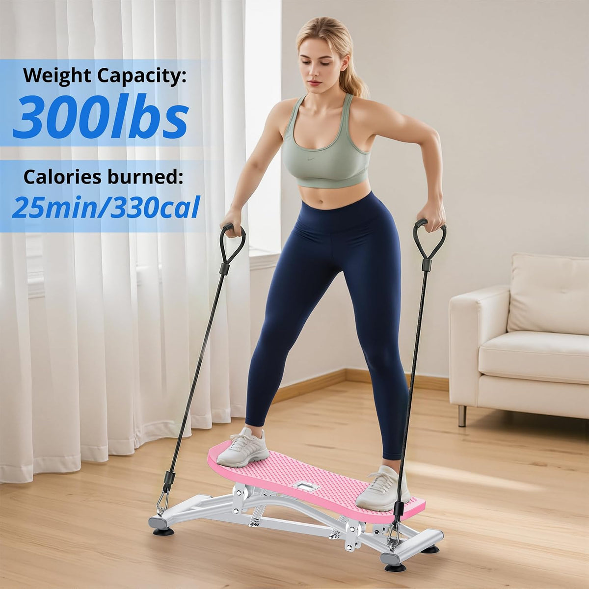 Balance Board with Resistance Bands, Versatile Rocking Stepper, Wobble Board Featuring LCD Monitor, 330 lbs High-Capacity Ski Twister Trainer for Full Body Exercise at Home